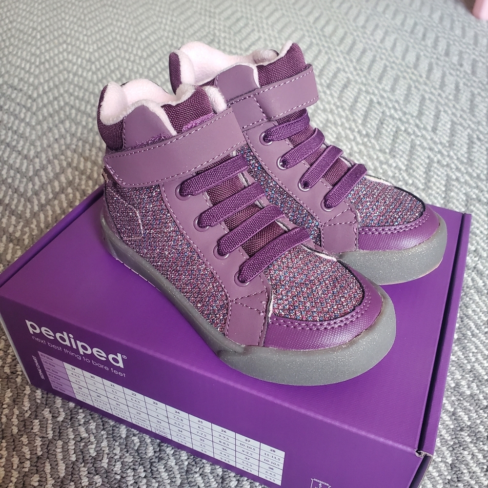 Pediped Kids Logan Purple High-Top Sneakers